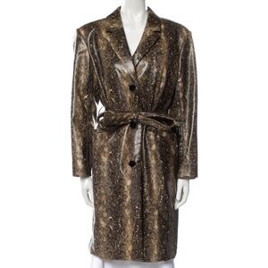 GANNI Brown Snake Faux-Leather Coat